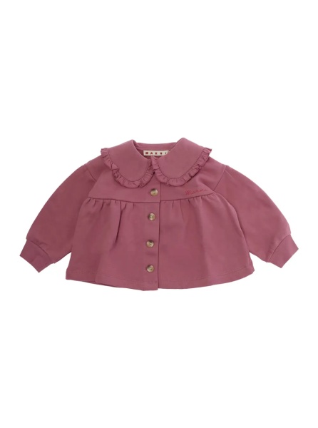 Rochii pink Round-neck dress with logo lettering on the front in cotton for Girl