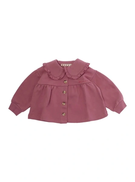 Rochii pink Round-neck dress with logo lettering on the front in cotton for Girl