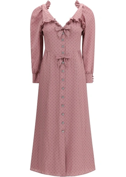 Rochii Polka Dot Midi Dress with Ruffles