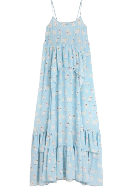Rochii Poodle-print tiered long Dress