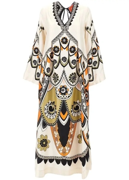 Rochii Printed silk 'Twin Flame' long dress