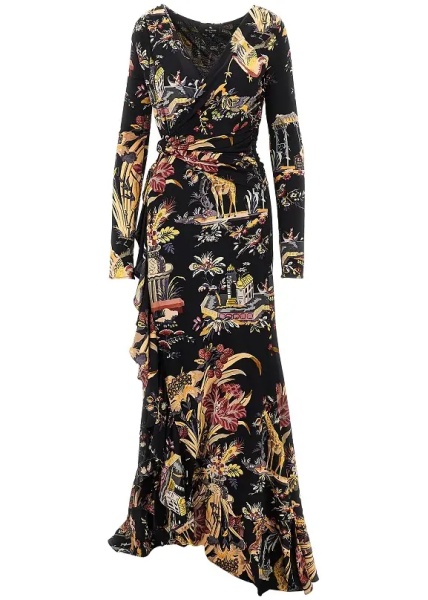 Rochii Stretch viscose long dress with print