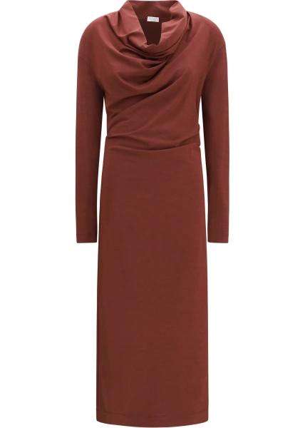 Rochii Techno wool jersey Draped Dress with monili