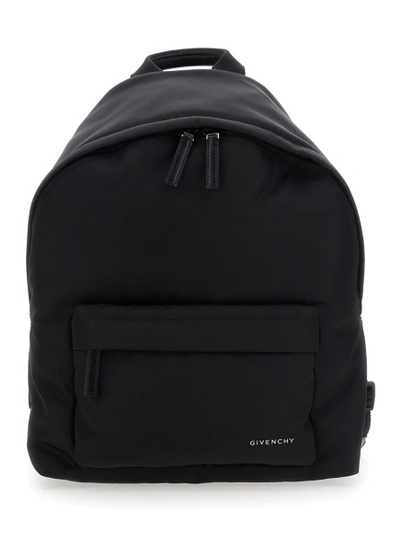 Rucsac Black Backpack with Adjustable Straps and Logo on the Front in Tech Fabric for Men