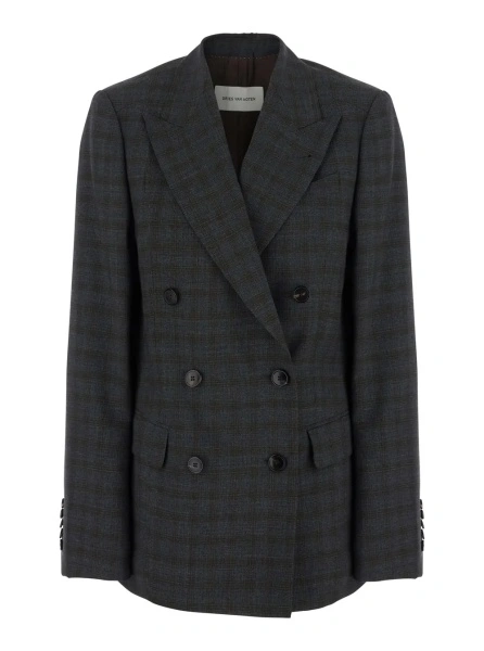Sacou Dries Van Noten maro din lana