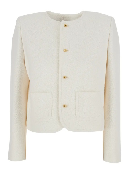 Sacou ICONE Jackets with Shirt Collar in White Leather for Women
