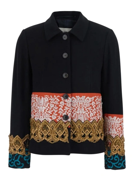 Sacou Jackets BETTSY EMB with shirt collar and patches, Tech Fabric, Black, Women