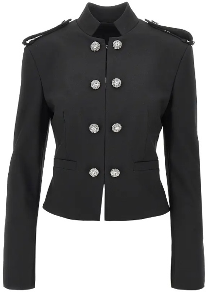 Sacou Jewelled epaulettes stretch fabric jacket