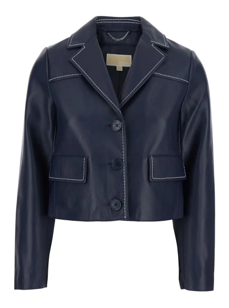 Sacou Michael Kors albastru din piele