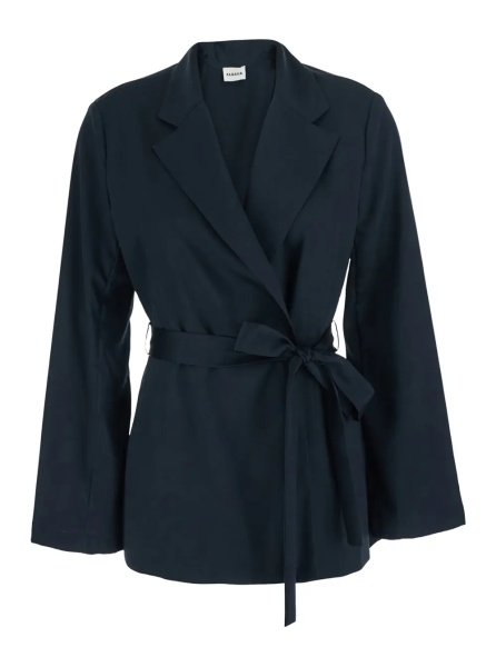Sacou P.A.R.O.S.H. blue Double-breasted Jacket with Notched Revers and Front Belt in Tech Fabric Woman