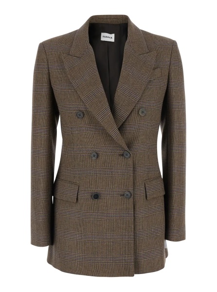 Sacou P.A.R.O.S.H. Brown double-breasted viscose and wool blazer for women