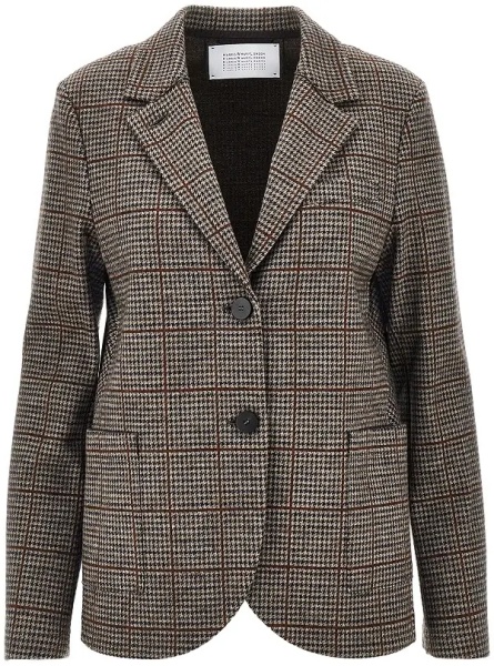 Sacou Prince of Wales Loro Piana fabric blazer