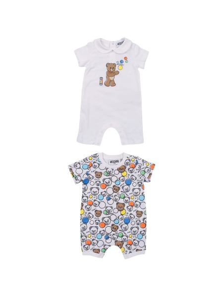 Salopeta Moschino alba din bumbac