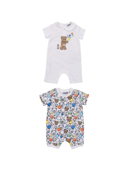 Salopeta Moschino alba din bumbac