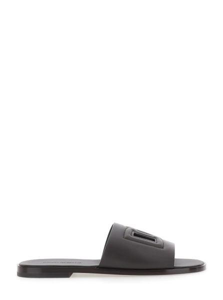 Sandale Brown Sandals with Cut-Out with Logo on the Front in Leather for Men