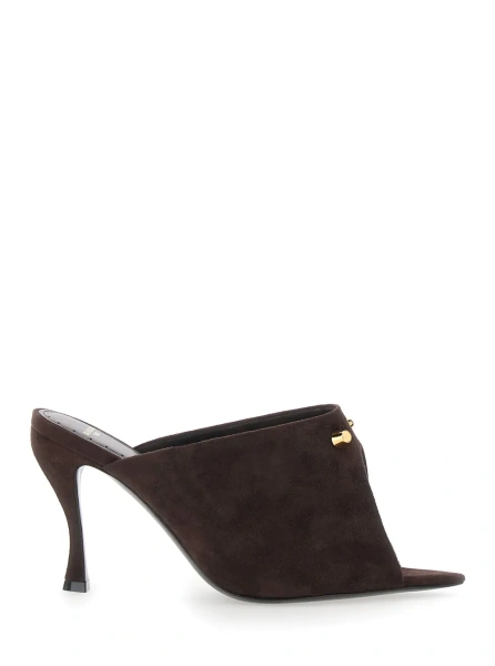 Sandale cu toc Balenciaga maro din piele intoarsa