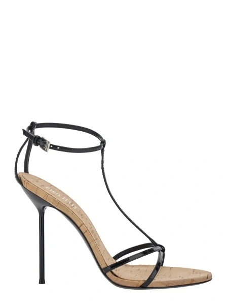 Sandale 'Lidia' Black High Heel Sandals with Adjustable Strap in Leather Women