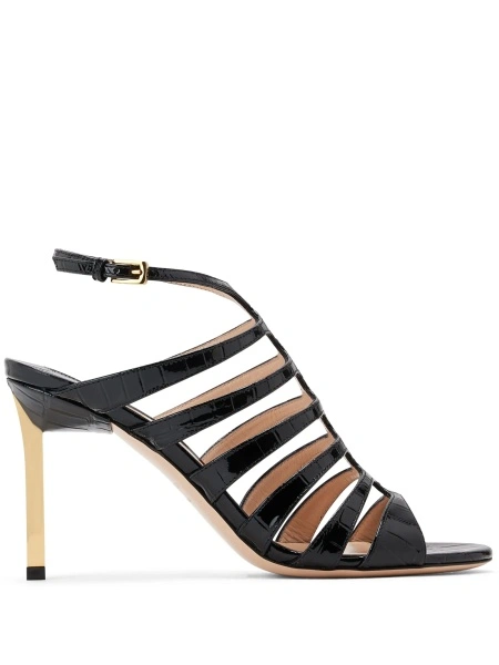 Sandale Tom Ford negre din metal si piele