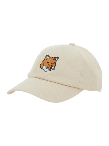 Sapca MAISON KITSUNÉ White Baseball cap with Fox Head patch on the front in cotton for men