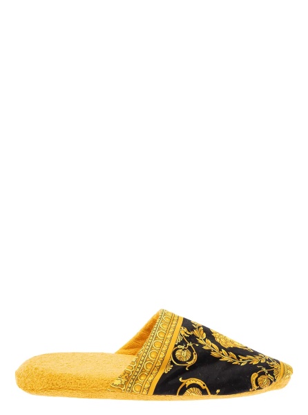 Slapi House Slippers with Baroque Print in Yellow Cotton Unisex