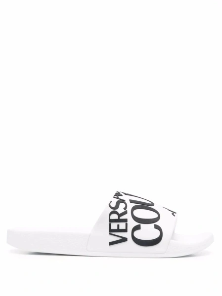 Slapi Versace Jeans Couture albi din cauciuc