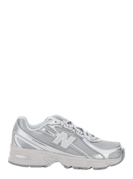 Sneakers '740' silver Colored Sneakers with Metallic Details and logo patch on the side in tech fabric unisex