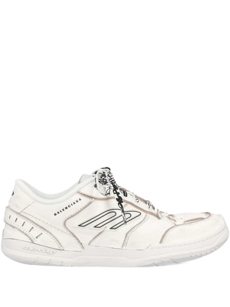 Sneakers Balenciaga albi din polyester si piele