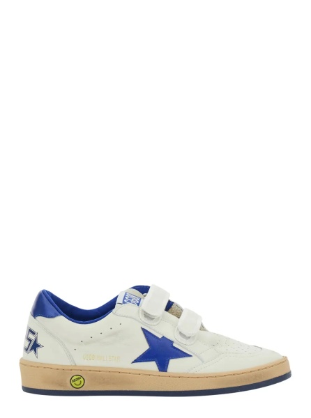 Sneakers 'Ballstar' White and Blue Sneaker with Star Patch in Leather Boy