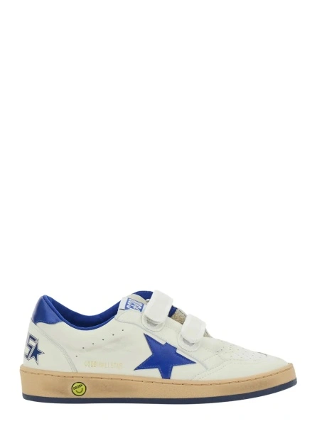 Sneakers 'Ballstar' White and Blue Sneaker with Star Patch in Leather Boy