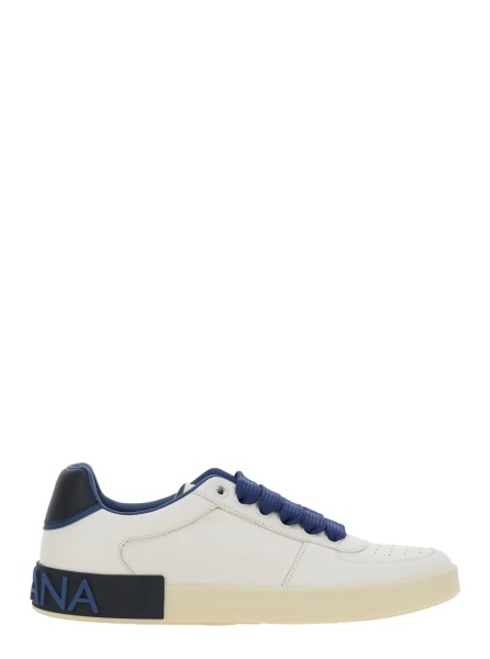 Sneakers Blue Sneaker 'Portofino Custom' with Contrast Heel and Leather Lettering Logo for Men