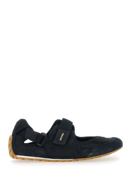 Sneakers Bottega Veneta negri din piele si textil