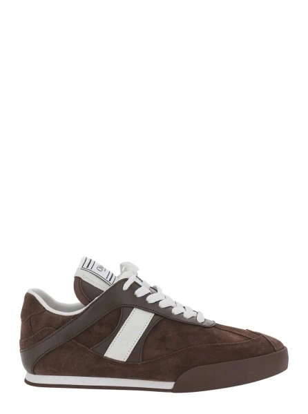 Sneakers Brown Low Top Sneakers with Logo Patch on the Tongue in Suede for Women