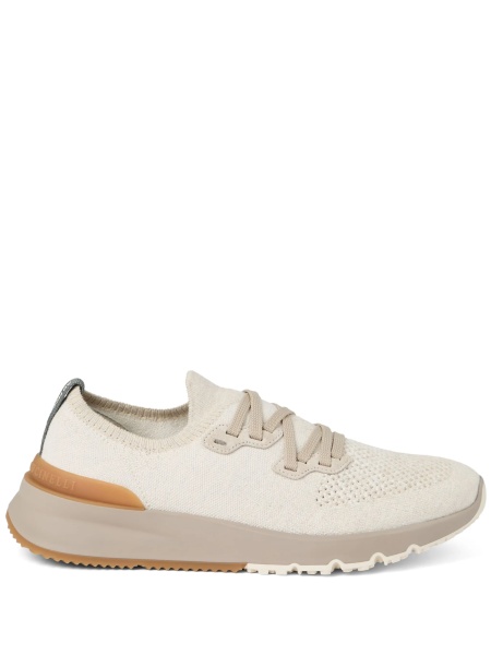 Sneakers Brunello Cucinelli neutri din bumbac si nylon