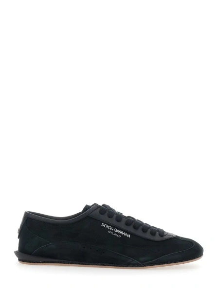 Sneakers Dolce & Gabbana negri din piele intoarsa 'Gimondi Plus'