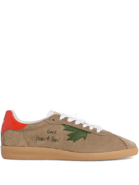 Sneakers DSQUARED2 neutri din piele intoarsa si piele