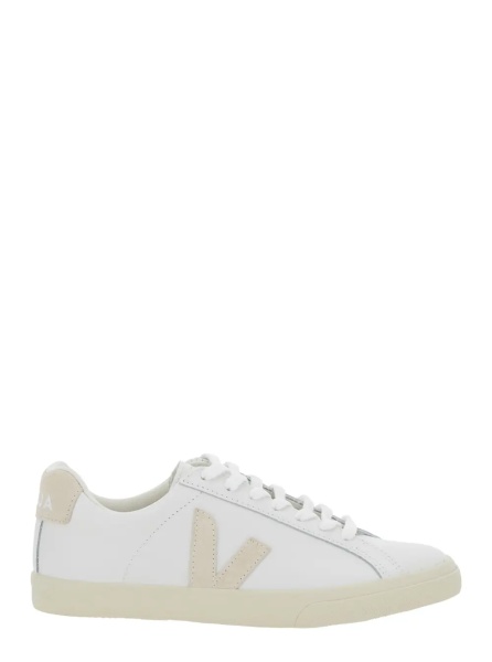 Sneakers 'Esplar' White Low Top Sneakers with Logo Detail on the Side and Logo Lettering on the Heel in Leather Unisex