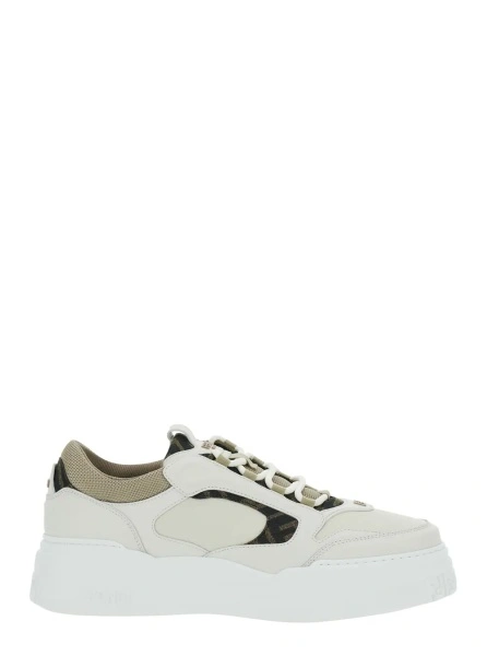 Sneakers Fendi 'Force' albi din jacquard FF si piele