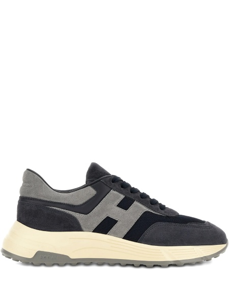 Sneakers Hogan albastri din polyester si piele intoarsa