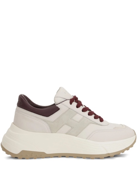 Sneakers Hogan neutri din piele si material textil