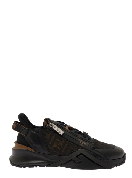 Sneakers Low Sneakers 'Fendi Flow' with Diagonal F Detail in Black Fabric Men