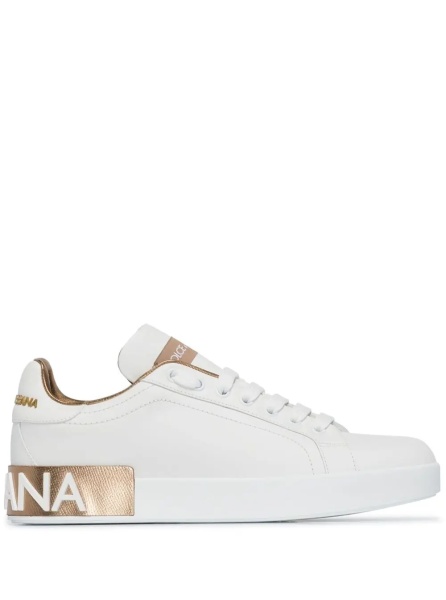 Sneakers Low Sneakers 'Portofino' with White and Gold Leather Logo for Women