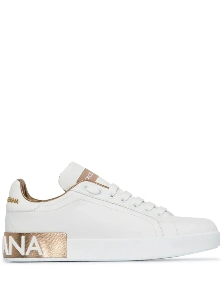 Sneakers Low Sneakers 'Portofino' with White and Gold Leather Logo for Women