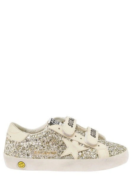 Sneakers Low Sneakers with All-Over Glitter in White Tech Fabric Girl