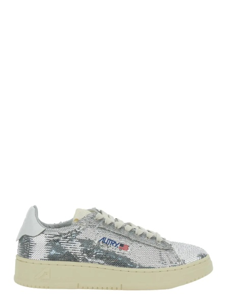 Sneakers 'Medalist' Silver-Colored Sneaker with Contrasting Heel and All-Over Bead Embellishment in Leather Blend Woman