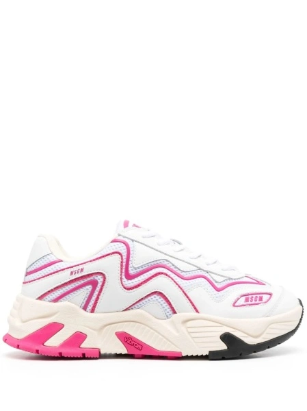 Sneakers MSGM albi din material textil si piele