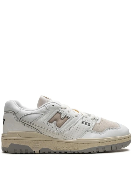 Sneakers New Balance 550 albi din piele intoarsa si piele