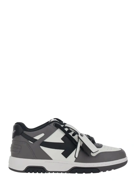Sneakers Off-White 'Out Of Office' gri din piele