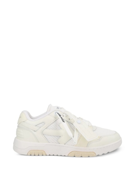 Sneakers Off-White Out of Office neutri din piele si plasa