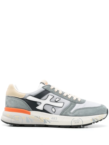 Sneakers Premiata gri din piele si material textil