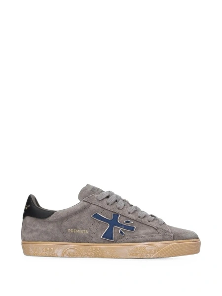 Sneakers Premiata gri din poliuretan si piele intoarsa